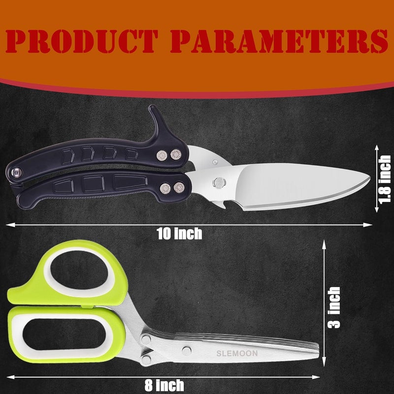 SLEMOON Heavy Duty Poultry Shears for Chicken Meat, Multipurpose Kitchen Scissors for Food, Herb Scissors With 5 Blades and Cleaning Comb, Cool Gadgets Tools 2024 Green, 2pcs Set, Black - Image 3